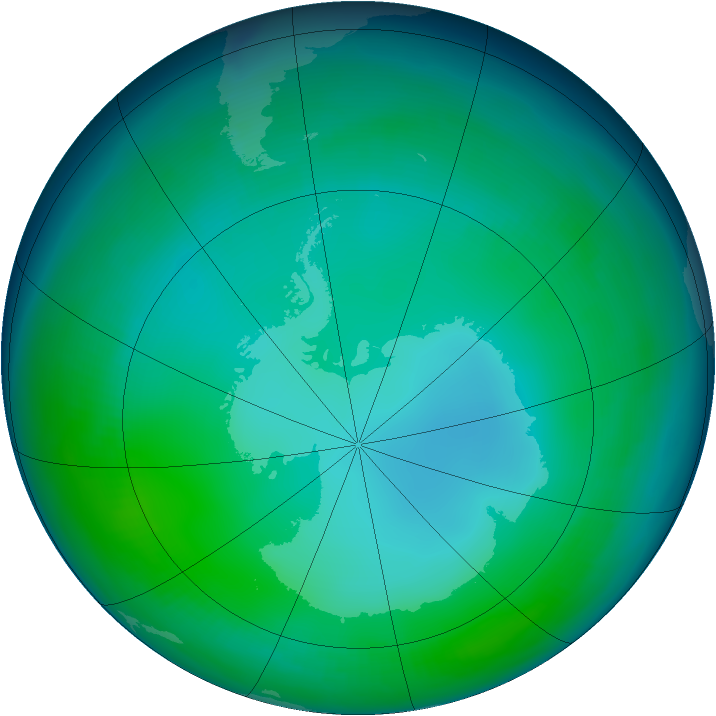 Antarctic ozone map for June 1997